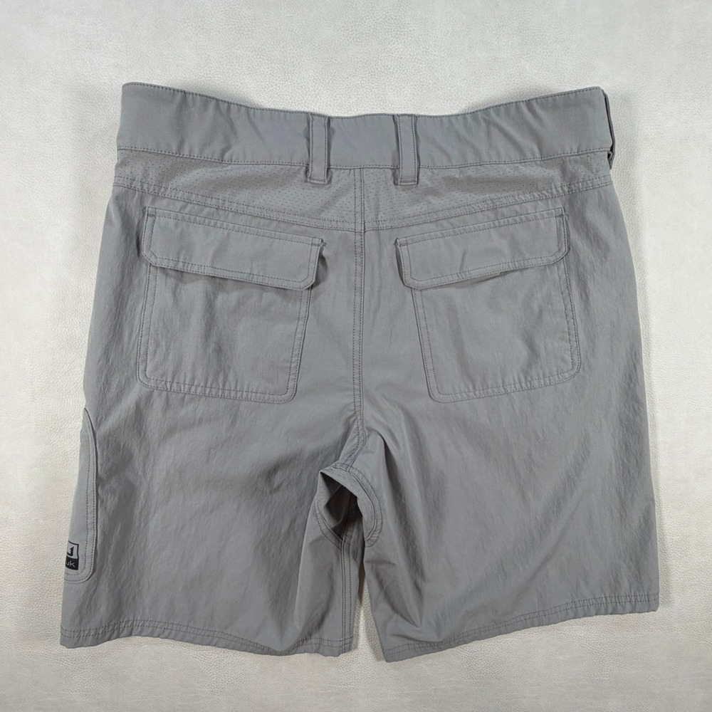 Huk Waypoint Mens Large Fishing Cargo Shorts Gray Recycled Blend Stretch Size 36 - Picture 2 of 14